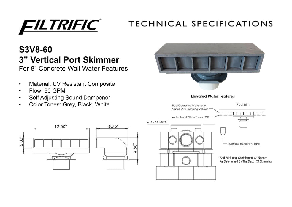S3V8-60 In wall skimmer